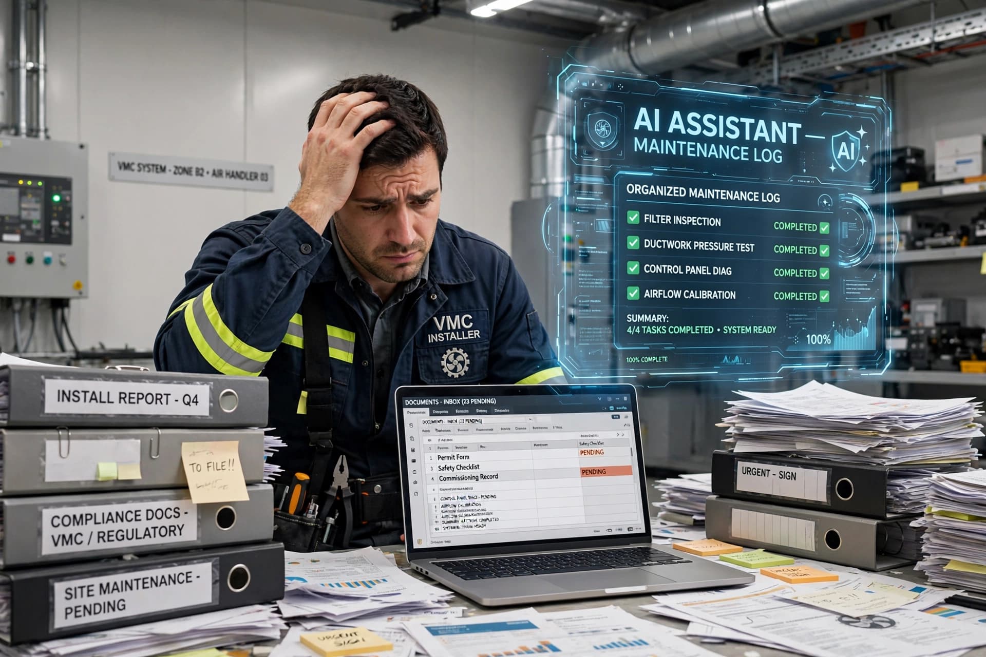 Comment l'IA de Braineo simplifie la gestion des carnets d'entretien obligatoires pour les installateurs de VMC