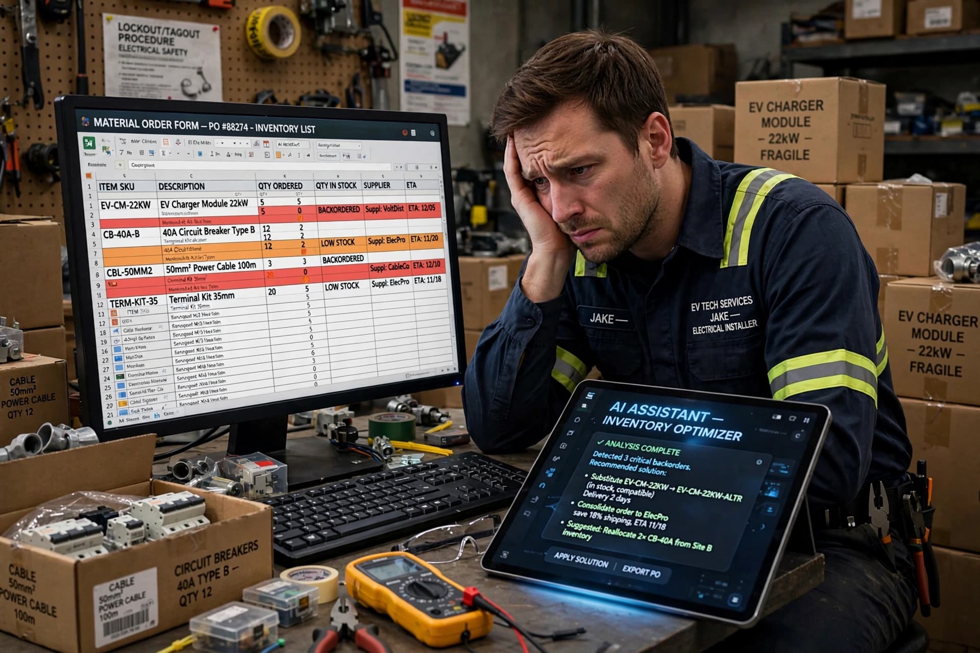 Optimisation des commandes de matériaux pour les installateurs de bornes de recharge avec l'IA